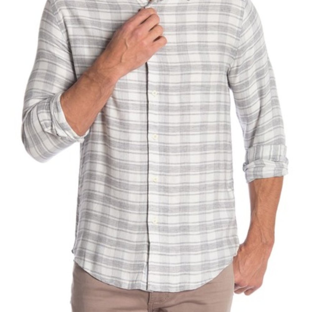 Onia Plaid Slim Gray Long Sleeve Button Up Shirt